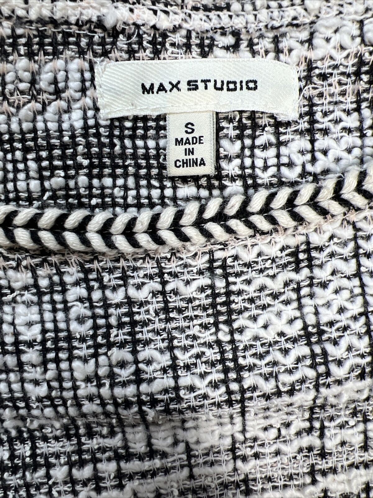 Max Studio Vestido acampanado de tweed blanco/negro para mujer - S
