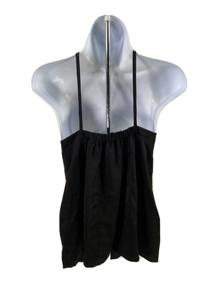 Vince Women's Black Sleeveless Gathered Neck Camisole Tank Top - L