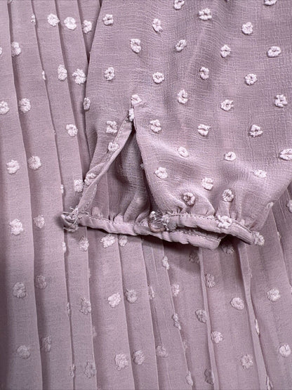 NEW Lulu's Women's Purple Swiss Dot Long Sleeve A-Line Dress - M