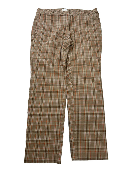 J. Jill Women's Brown Plaid Premium Bi-Stretch Slim Pants - 6