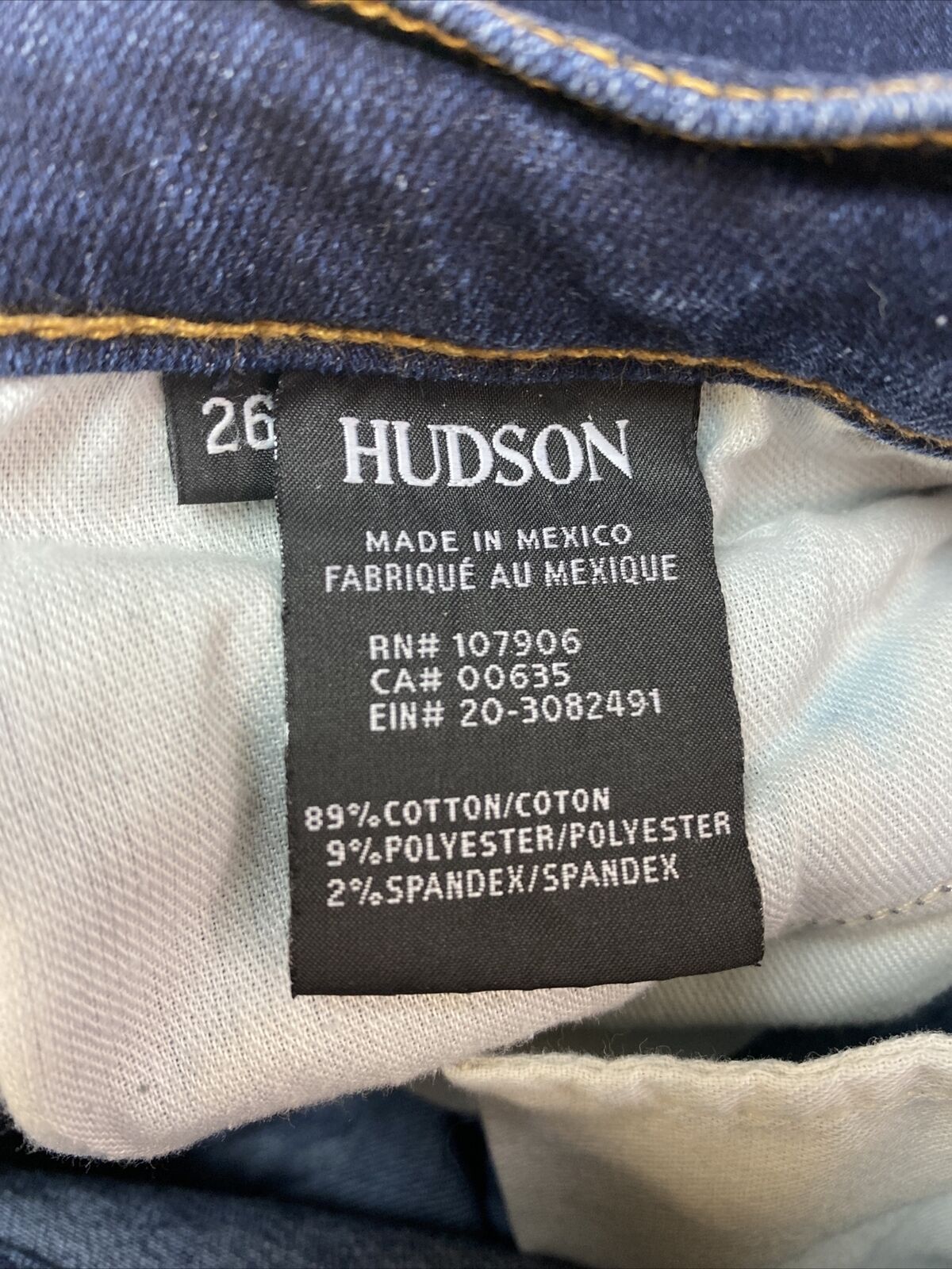 Hudson Women's Dark Wash Barbara High Rise Super Skinny Jeans Sz 26