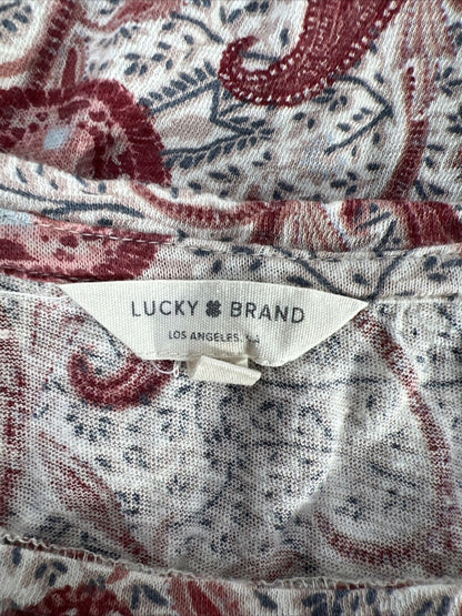 Lucky Brand Camiseta de mezcla de lino y cachemira roja para mujer - S