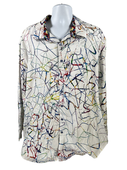 Robert Graham Men's White/Multicolor Long Sleeve Button Up Shirt - 3XL