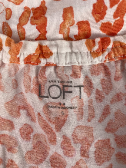 LOFT Women's Orange/White Sleeveless Tank Top - S