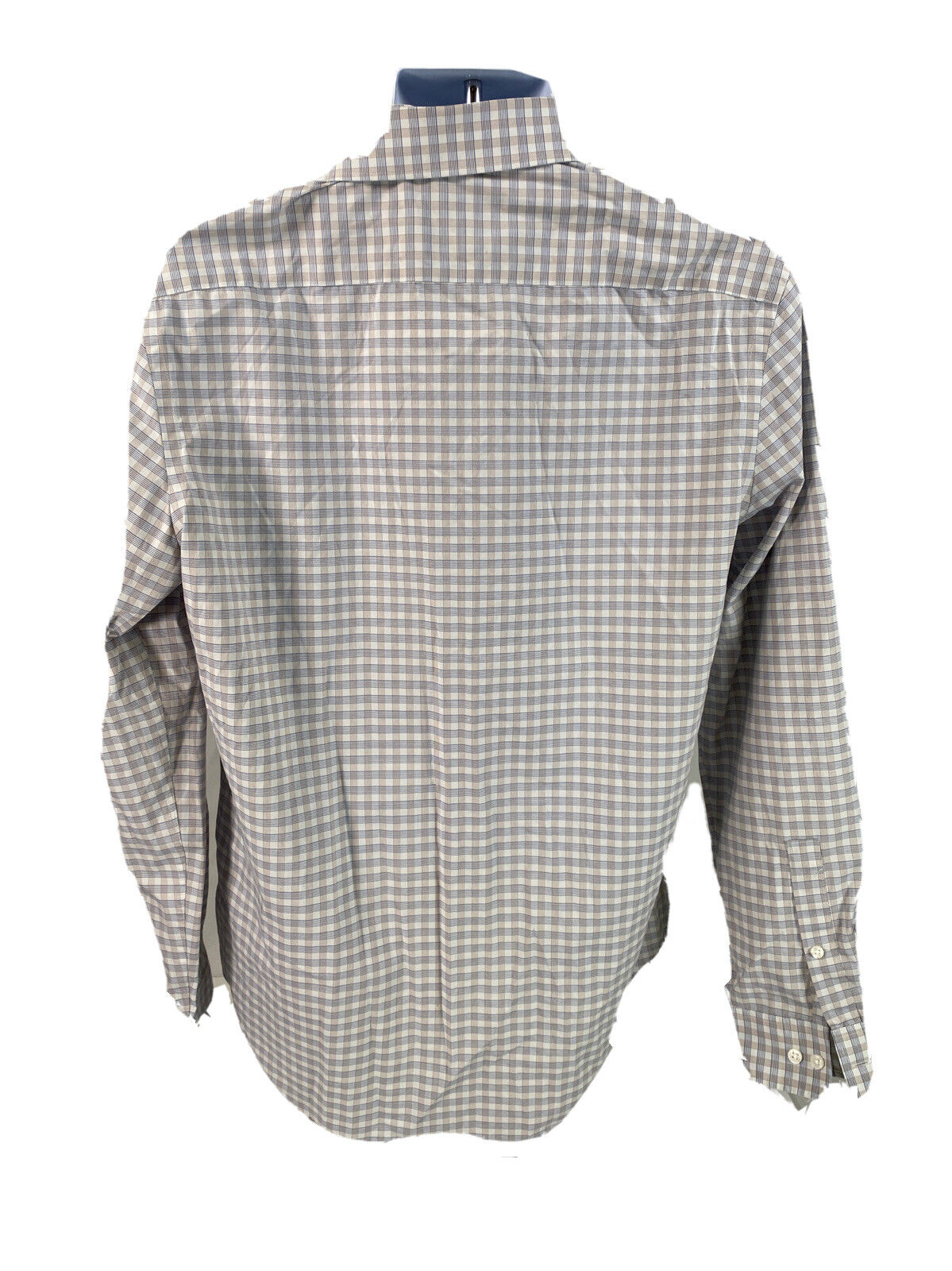 Michael Kors Men's Blue/Gray Slim Fit Airsoft Button Up Dress Shirt-34/35