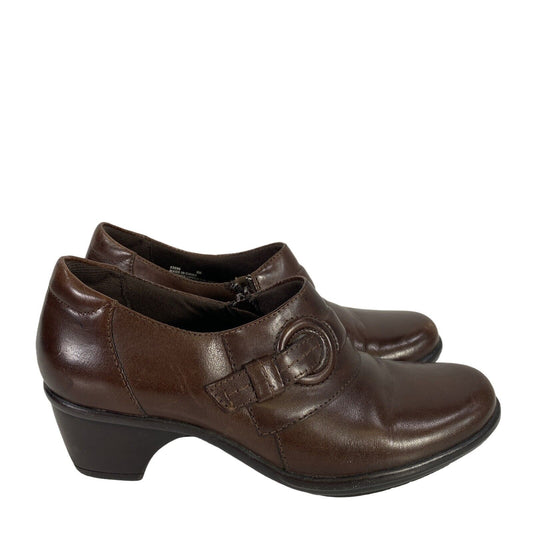 Clarks Women's Brown Leather Heeled Booties - 6 M