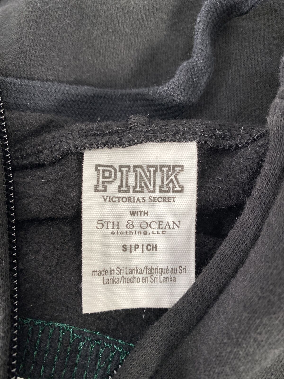 Victoria's Secret PINK Women's Black MSU Sequin Full Zip Sweatshirt Sz S