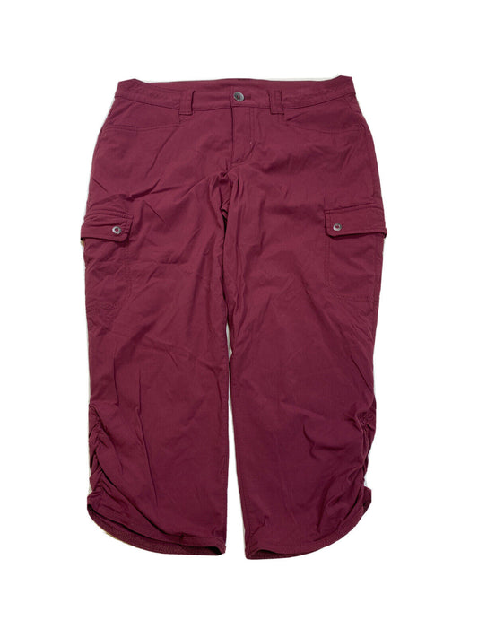 Eddie Bauer Women's Red Burgundy Nylon Ruched Cropped Hiking Pants - 6