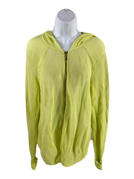 Chico's Sudadera con capucha y cremallera completa de manga larga de punto abierto verde para mujer - 3 (US XL)