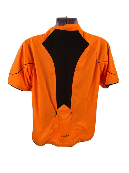 Canari Men's Orange  Short Sleeve 1/2 Zip Cycling Shirt Jersey - L