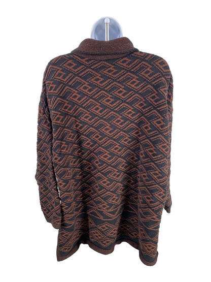 Chris Triola Women's Black/Brown Cotton Mock Neck Sweater - M