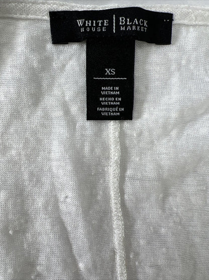 White House Black Market Camiseta blanca transparente de manga 3/4 para mujer - XS