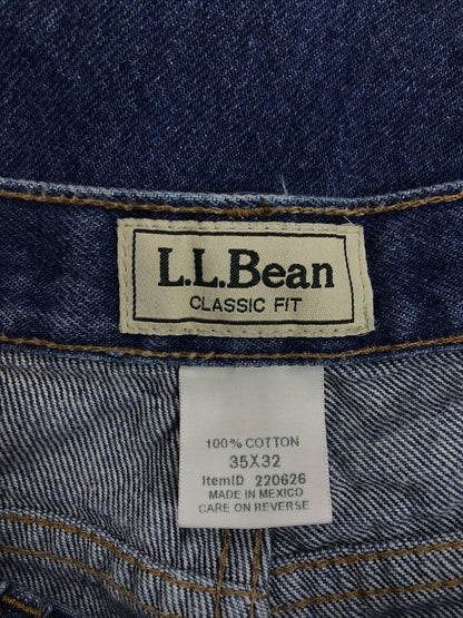 LL Bean Men's Dark Wash Blue Classic Fit Straight Leg Jeans - 35x32
