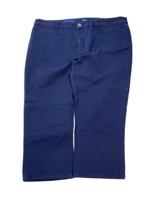 NUEVO Chaps Mujer Azul/Azul Marino Slimming Fit Recortado Causal Pantalones Sz 16P