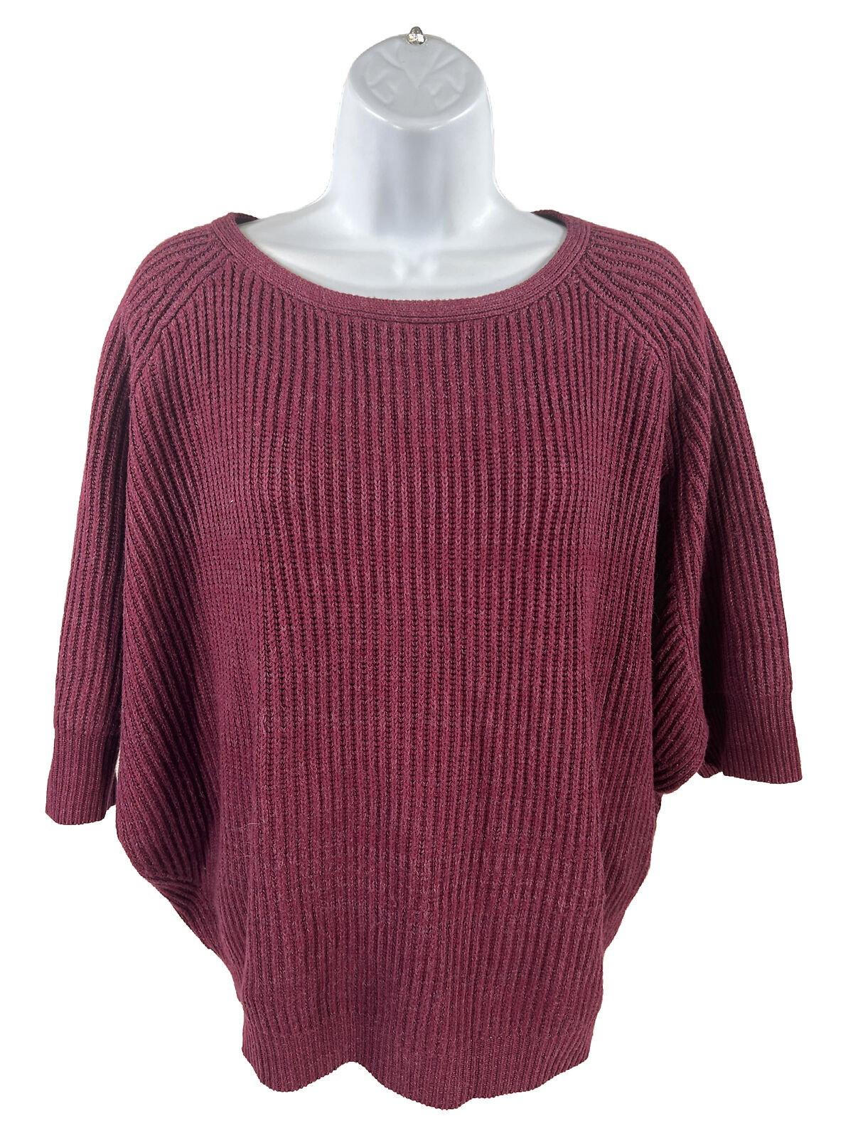 Chico's Suéter de punto con textura acanalada para mujer, color morado, 1/US M