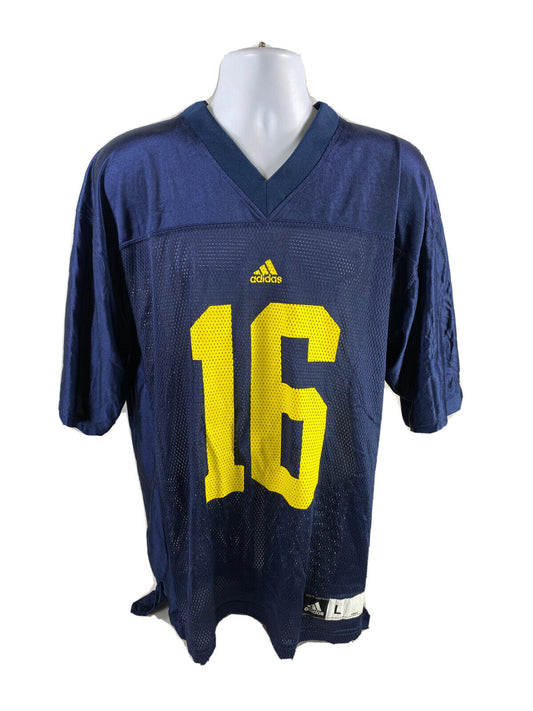 Adidas Men's Blue Mesh #16 University of Michigan Football Jersey - L