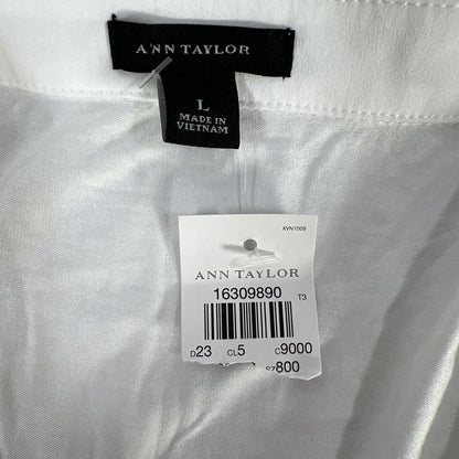 NEW Ann Taylor Women's White Short Sleeve Polo Shirt - L