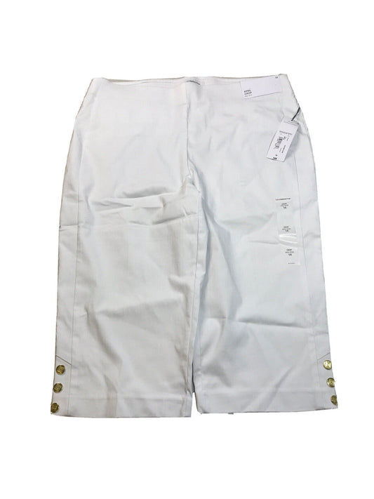 NEW Liz Claiborne Women's White Elastic Waist April Crop Pants - 14