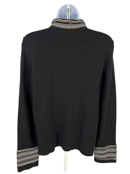 Chico's Women's Black Beaded Accent Cardigan Sweater - 1/US M