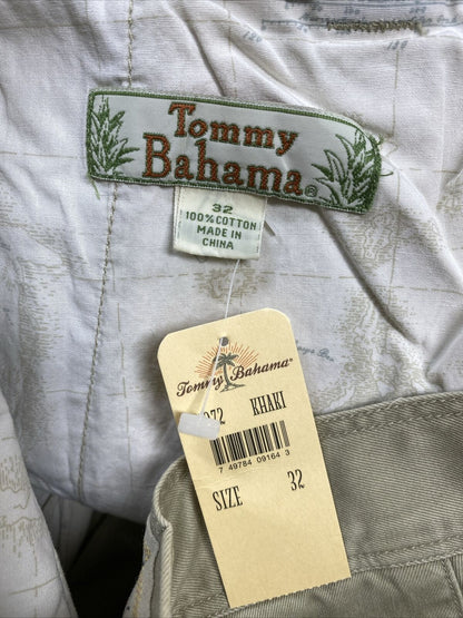 NUEVO Tommy Bahama Pantalones chinos color caqui plisados ​​de algodón beige para hombre - 32