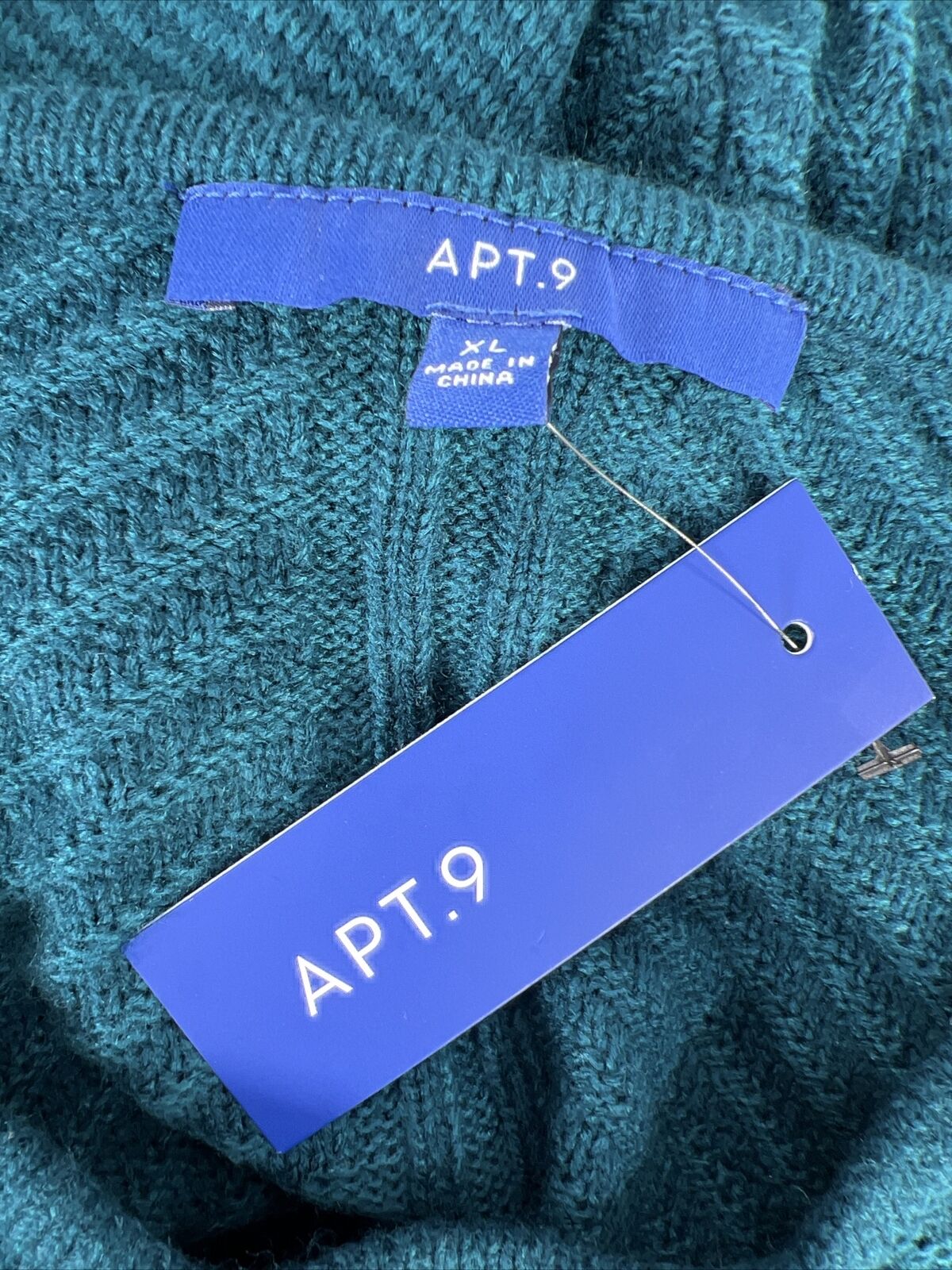 NUEVO APT 9. Suéter de manga larga de punto trenzado azul para mujer - XL