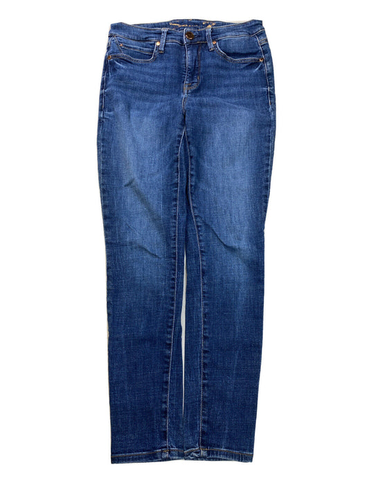 Seven7 - Pantalones vaqueros ajustados de mezclilla azul elástico con lavado oscuro para mujer, talla 4