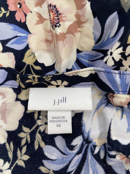 J.Jill Blusa de manga larga floral azul para mujer - XS
