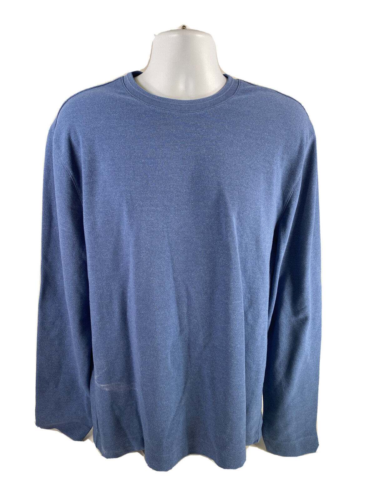 NEW Van Heusen Men's Blue Regular Fit Long Sleeve Ottoman T-Shirt - L