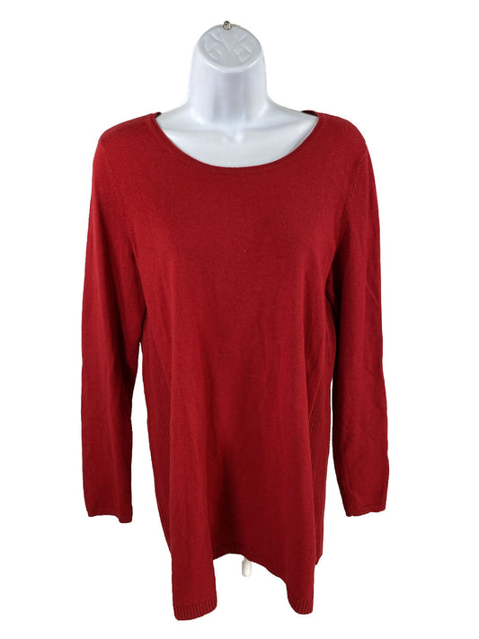 J. Jill Suéter rojo de manga larga con cuello redondo para mujer - Petite S