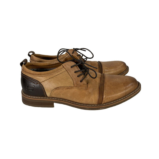Skechers Men's Brown Leather Bregman Selone Oxford Dress Shoes - 9.5