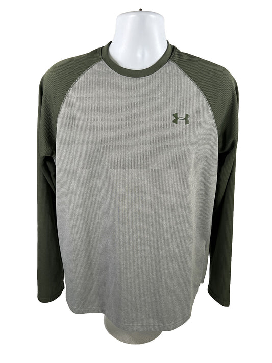 Under Armour Camiseta deportiva de manga larga de corte holgado gris/verde para hombre - M