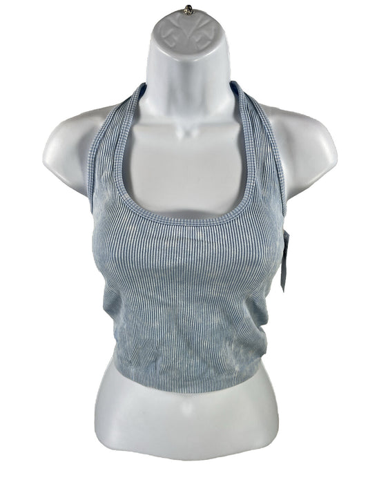NEW American Eagle Women's Blue Halter Neck Cropped Tank Top - M