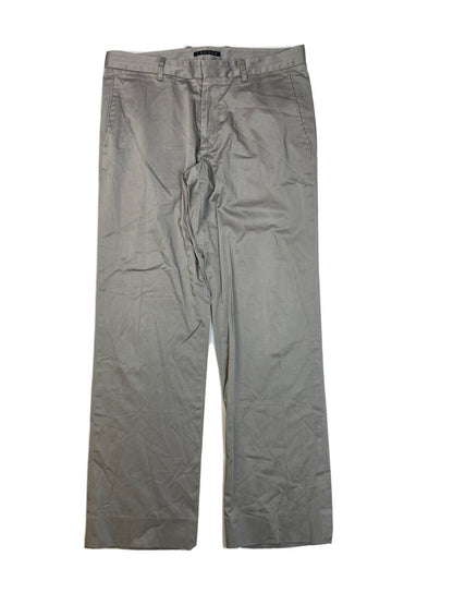 Theory Men's Gray Robby Quest Flat Front Straight Fit Pants Sz 32