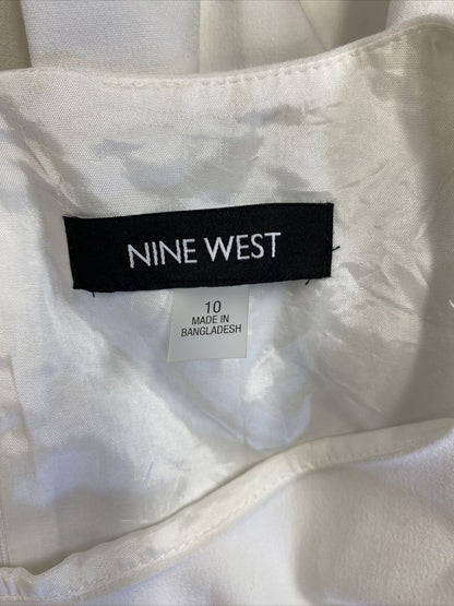 Nine West Women's White/Black Striped Fit and Flare Dress - 10