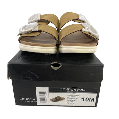 NEW London Fog Women's Tan Nubuck Lorraine Double Strap Sandals - 10M