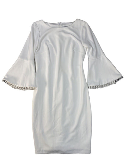 Calvin Klein Women's White Bell Sleeve Sheath Dress - 4