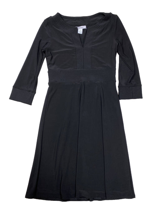 White House Black Market Women's Black 3/4 Sleeve A-Line Dress - 4