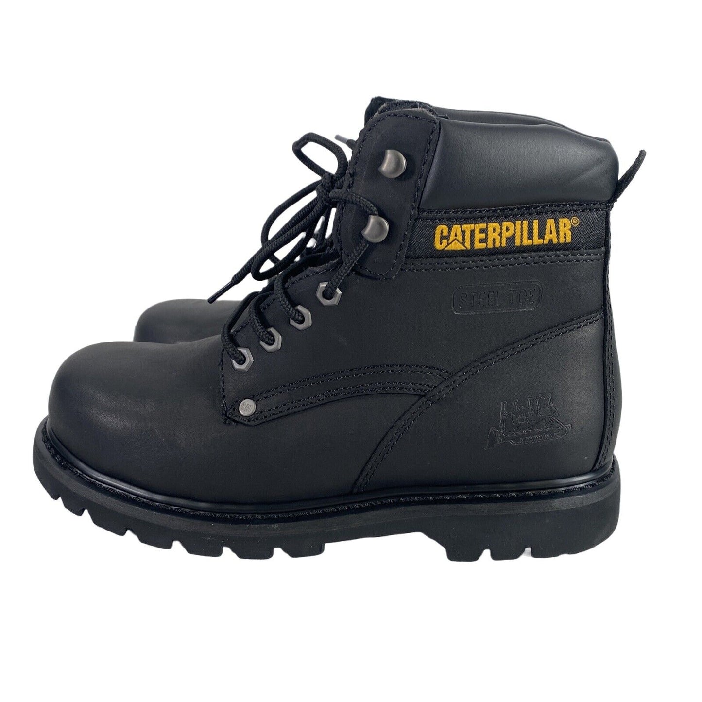 NEW Caterpillar Men's Black Leather Birmingham Steel Toe Work Boots - 9