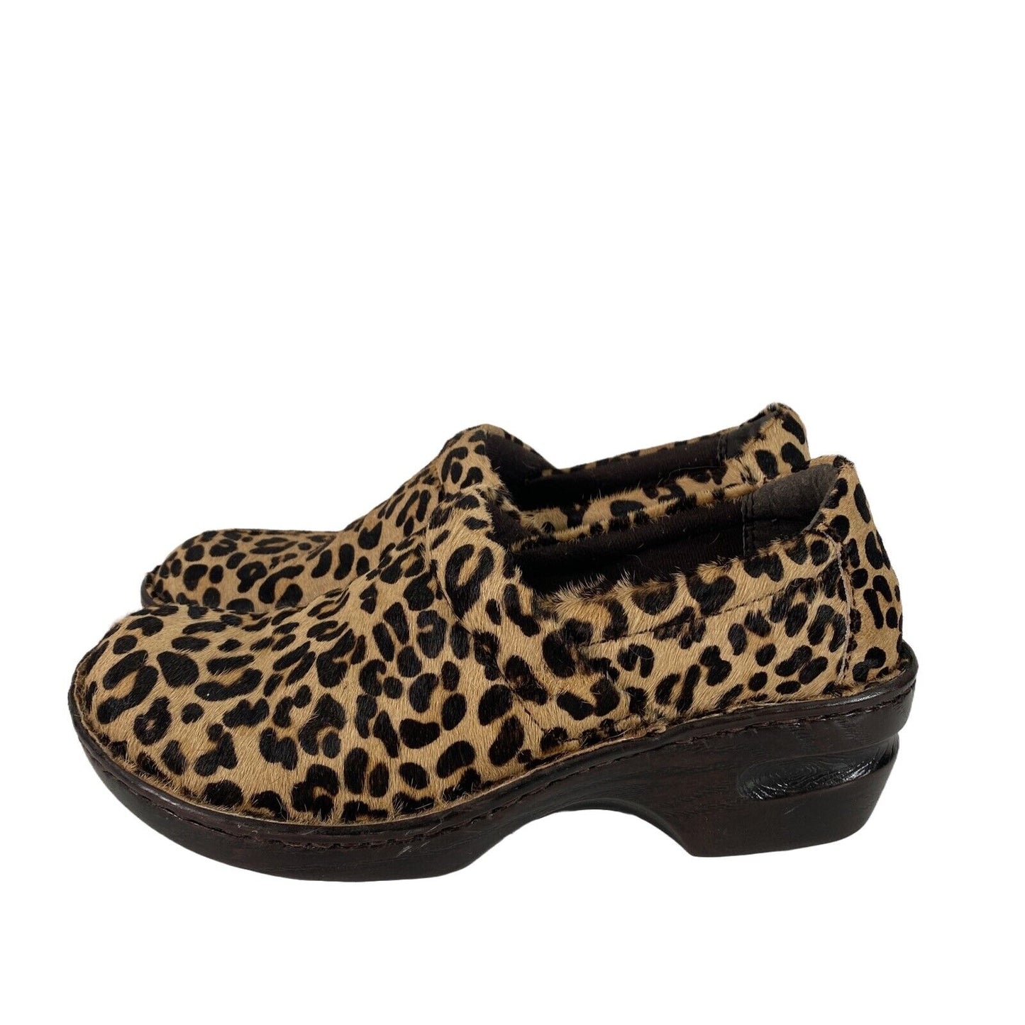 BOC Women's Beige Animal Print Cow Hair Comfort Shoes Clogs - 40/8.5