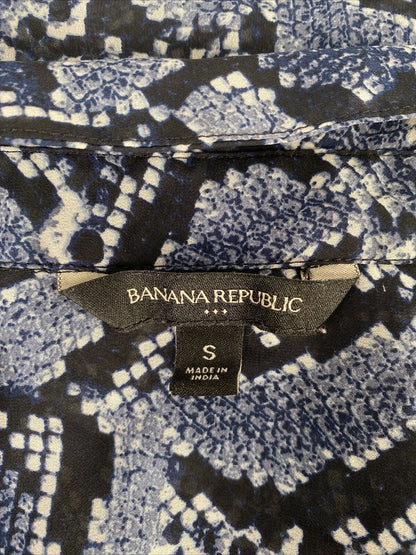 Banana Republic Women's Blue Button Up Sleeveless Sheer Blouse - S