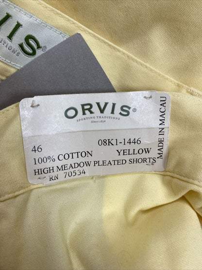 NEW Orvis Men's Yellow 100% Cotton Elephant Poplin Plated Shorts - 46