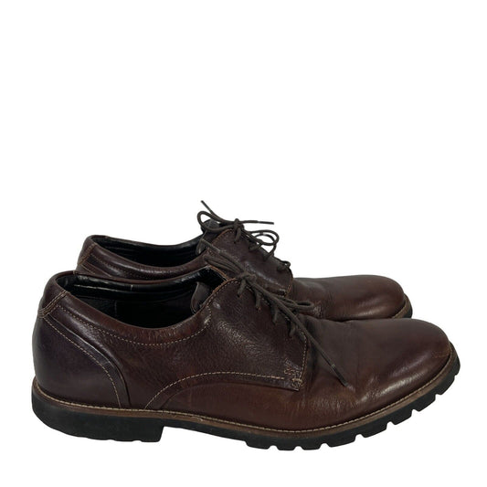 Rockport Men's Brown Leather Lace Up Oxford Shoes - 11