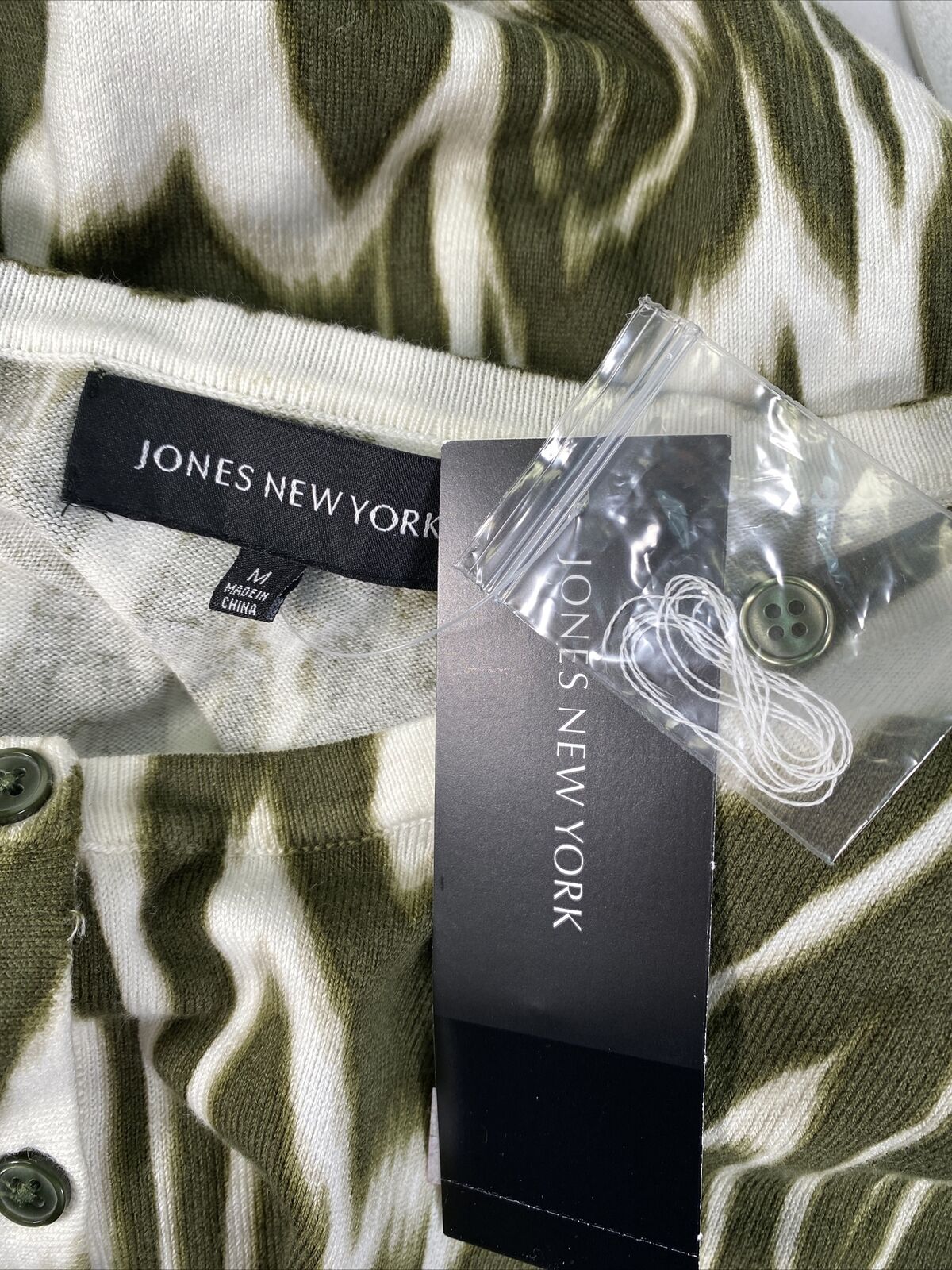 NEW Jones New York Women's Green Tie Dye Button Cardigan Sweater Sz M