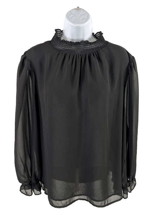 NEW 1.State Women's Black Semi Sheer Long Sleeve Blouse - XL
