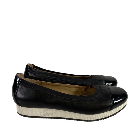 Adriienne Vittadini Zapatos planos con plataforma de cuero negro para mujer - 8M