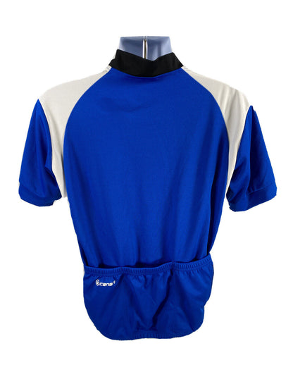 Canari Men's Blue Short Sleeve 1/2 Zip Cycling Shirt Jersey - L