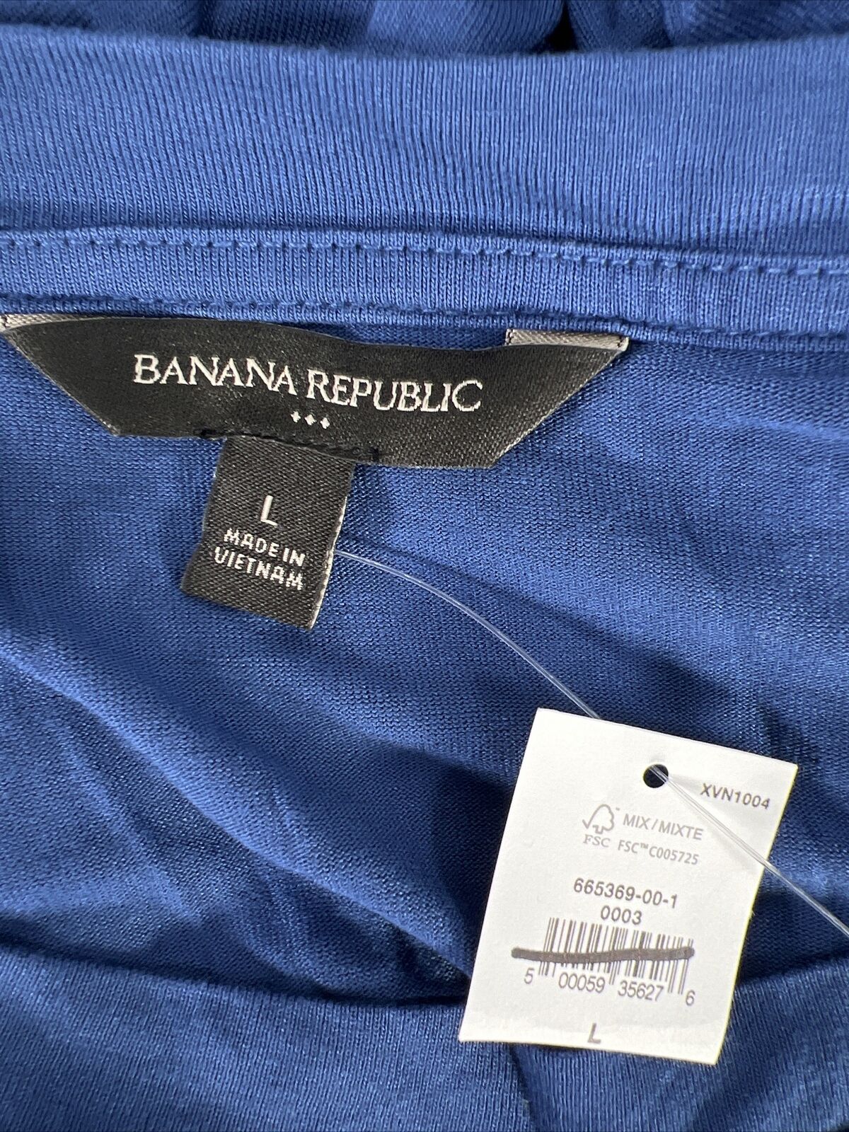 NUEVO Top azul de manga larga con cintura ceñida de Banana Republic para mujer - L