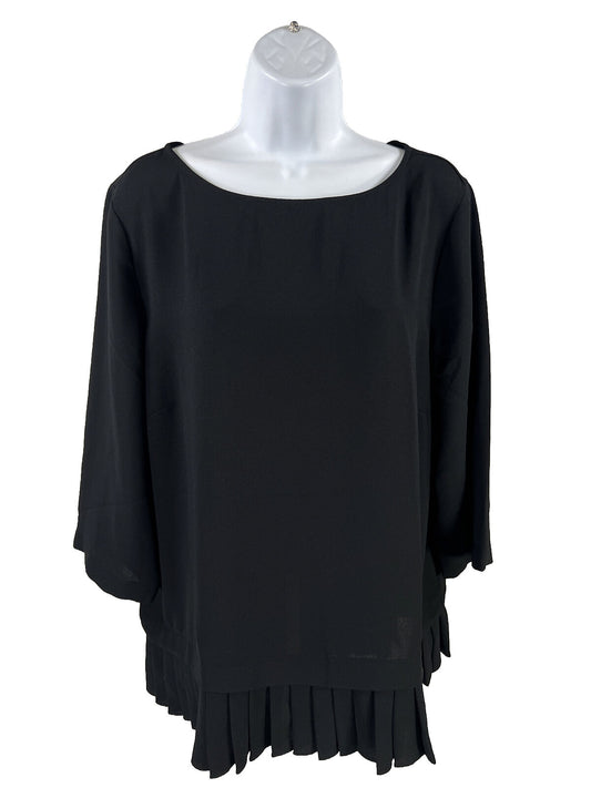NEW J. Jill Women's Black Pleated Bottom 3/4 Sleeve Top Blouse - L