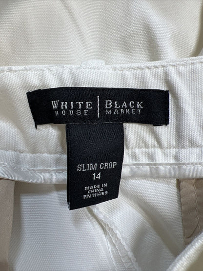 White House Black Market Women's White Slim Crop Pants - 14
