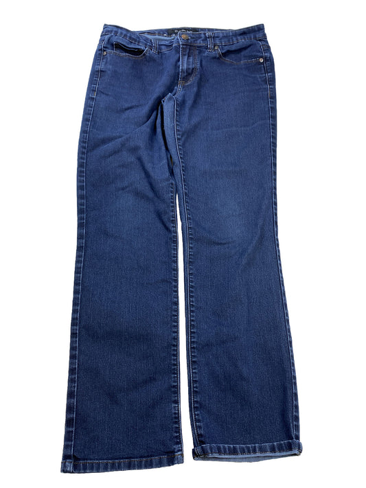 Calvin Klein Jeans rectos ajustados con lavado oscuro para mujer - 8